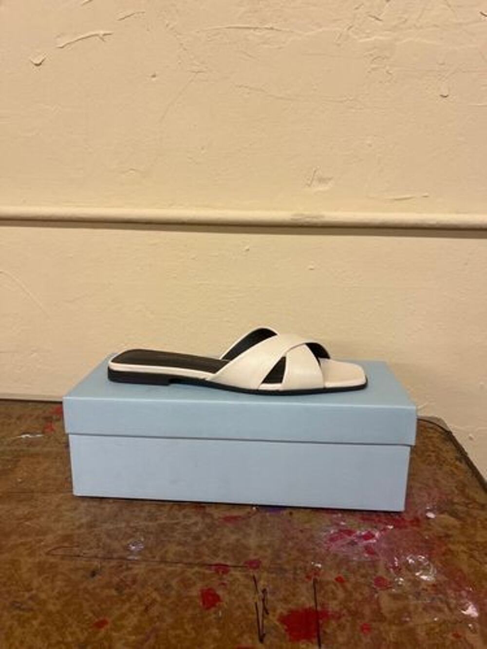 Margaux Selene Flat Sandal Slides Cream Size 38 EU